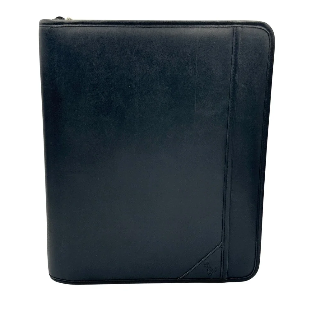 Samsill‎ Black Faux Leather 3-Ring Zippered Portfolio Binder Planner Organizer L